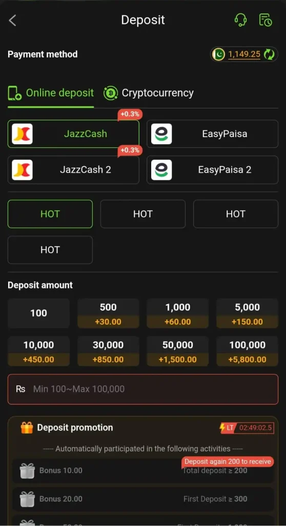 Payments methods on 10 WIN Game for deposit and withdraw